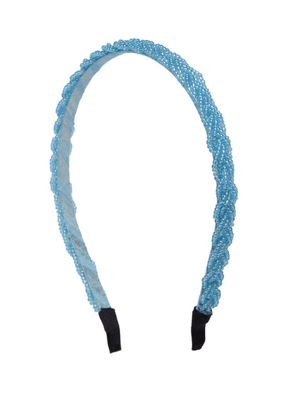 Vogue Hair Accessories Blue Handmade Metal Braid Beaded Hairband