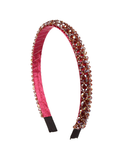 Vogue Hair Accessories Crystal Beaded Plastic Fancy Party Wedding Hairband For Girls