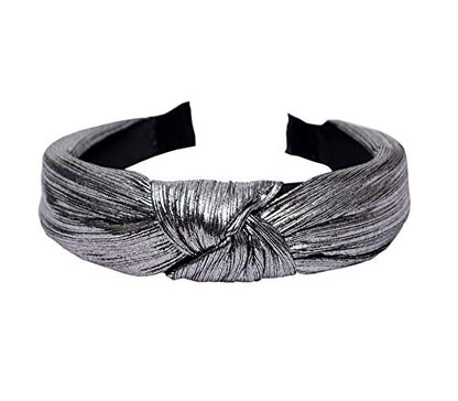 Vogue Hair Accessories Solid Shimmer Fabric Knot Plastic Hairband Headband for Girls and Women (Shimmer)