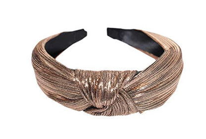 Vogue Hair Accessories Solid Shimmer Fabric Knot Plastic Hairband Headband for Girls and Women (Shimmer)