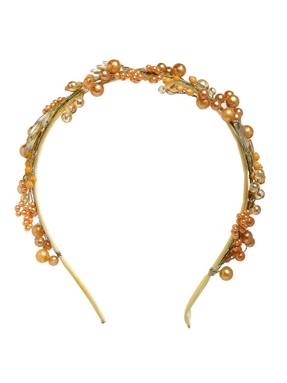 Vogue Hair Accessories Metal Handmade Crystal With Pearls Fancy Party Hairband Hair Accessories for Girls and Women