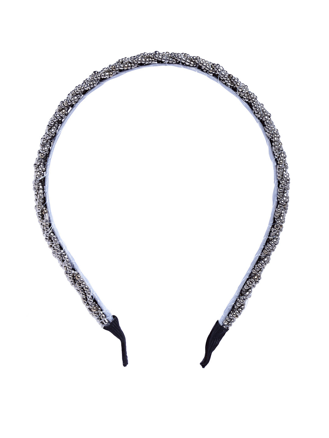 Vogue Hair Accessories Black Handmade Metal Braid Beaded Hairband