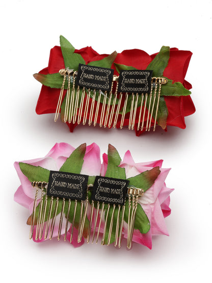 Vogue Hair Accessories  Rose Flower Hair Comb Clip Set of 2