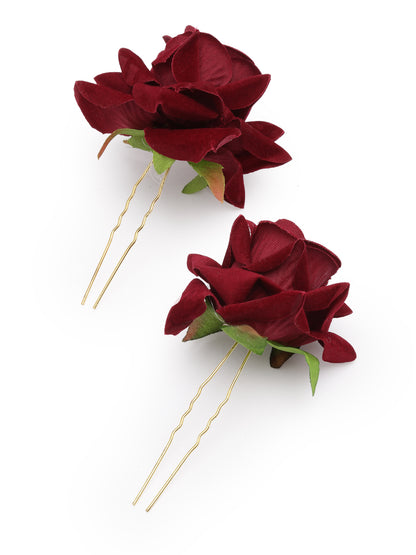 Vogue Hair Accessories Maroon Rose Juda Hair Pin