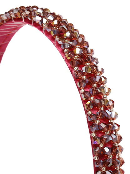 Vogue Hair Accessories Crystal Beaded Plastic Fancy Party Wedding Hairband For Girls