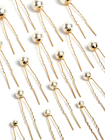 Vogue Hair Accessories White Pearl Hair Pins 18 Pcs