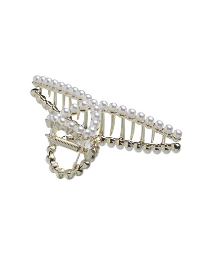 Vogue Hair Accessories Gold  Trendy Pearl Hair Clutcher