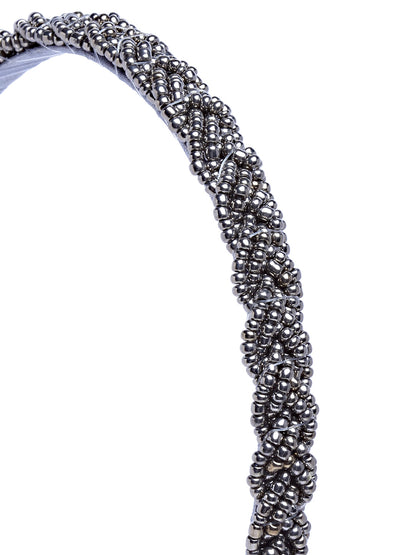 Vogue Hair Accessories Black Handmade Metal Braid Beaded Hairband