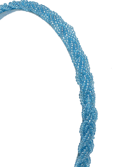 Vogue Hair Accessories Blue Handmade Metal Braid Beaded Hairband