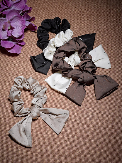 Vogue Hair Accessories Multi Bow Scrunchies For Hair Tie for Women and Girls