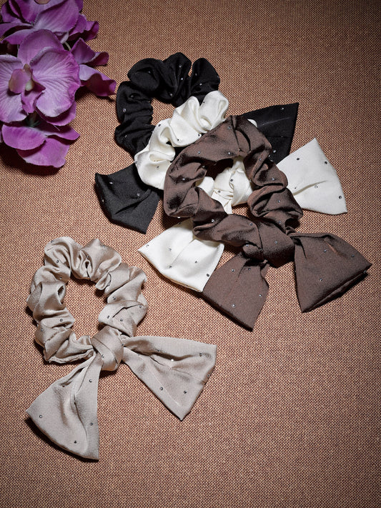 Vogue Hair Accessories Multi Bow Scrunchies For Hair Tie for Women and Girls