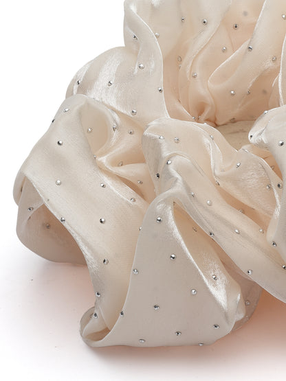 Vogue Hair Accessories Off White Big Size Scrunchies For Hair Tie for Women and Girls