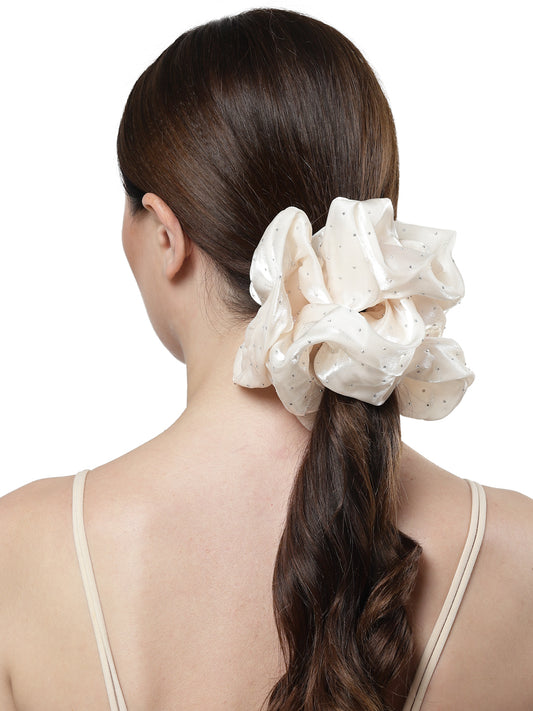 Vogue Hair Accessories Off White Big Size Scrunchies For Hair Tie for Women and Girls