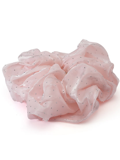 Vogue Hair Accessories Pink Big Size Scrunchies for Hair Tie for Women and Girls