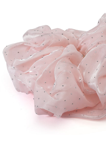 Vogue Hair Accessories Pink Big Size Scrunchies for Hair Tie for Women and Girls
