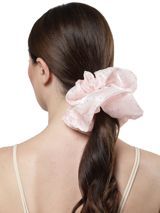 Vogue Hair Accessories Pink Big Size Scrunchies for Hair Tie for Women and Girls
