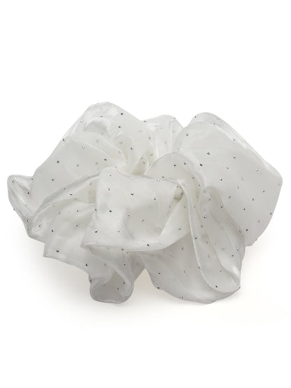 Vogue Hair Accessories White Big Size Scrunchies Hair Tie for Women and Girls