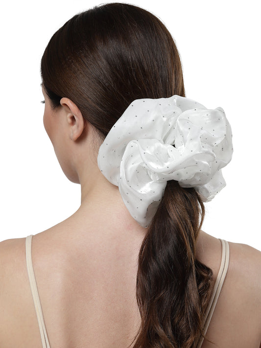 Vogue Hair Accessories White Big Size Scrunchies Hair Tie for Women and Girls