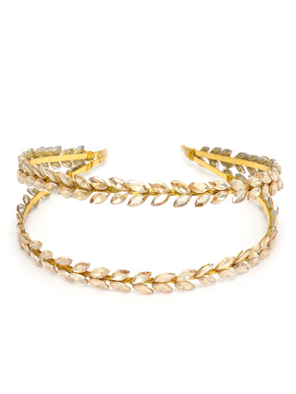 Vogue Hair Accessories Gold Crystal Double line Hairband for Women and Girls