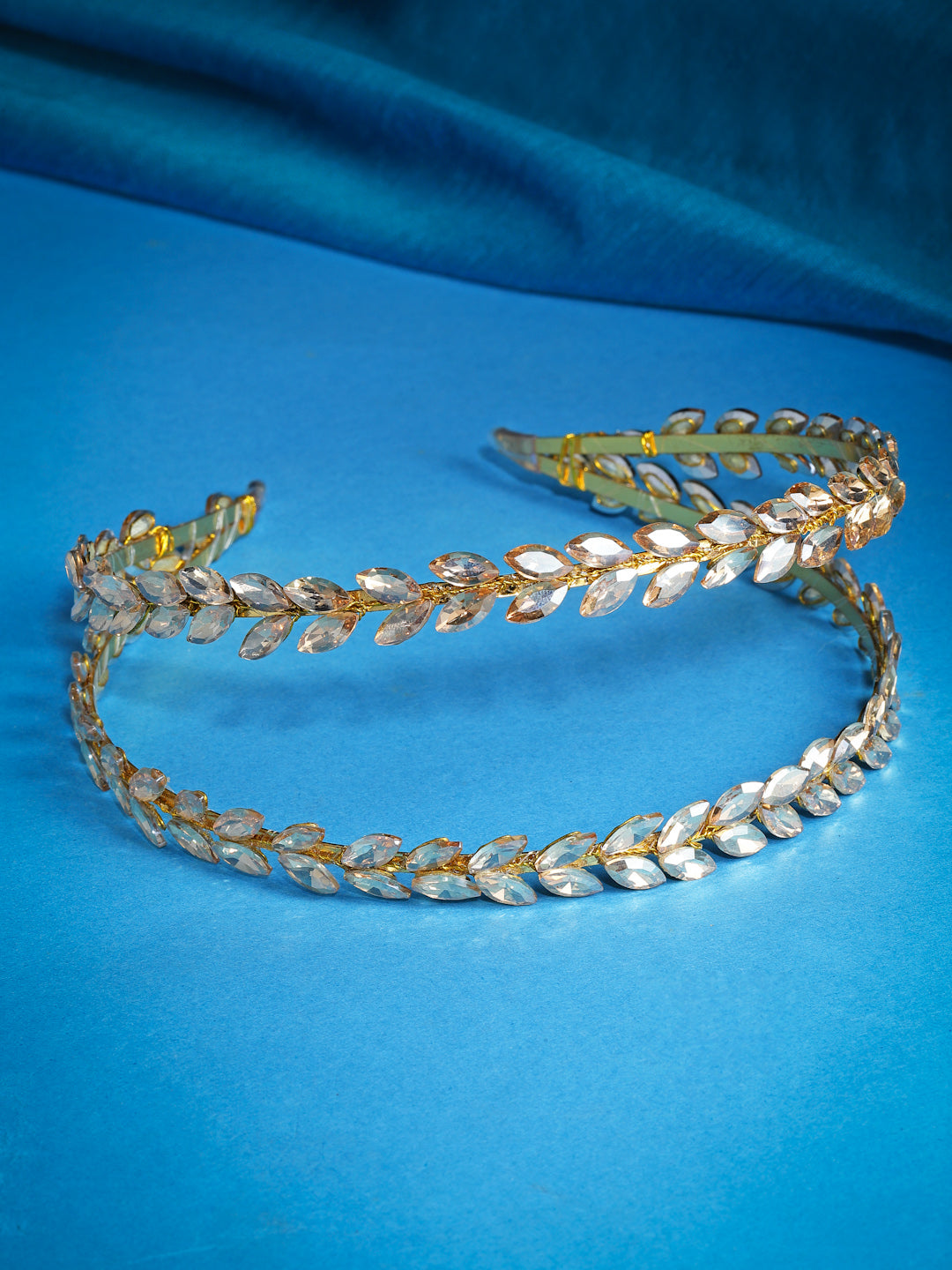 Vogue Hair Accessories Gold Crystal Double line Hairband for Women and Girls