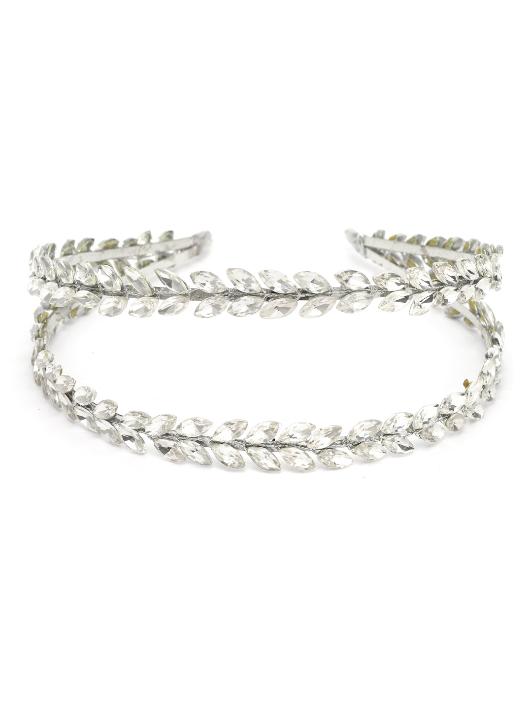 Vogue Hair Accessories Silver Crystal Double Line Hairband for Women and Girls