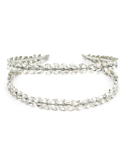 Vogue Hair Accessories Silver Crystal Double Line Hairband for Women and Girls
