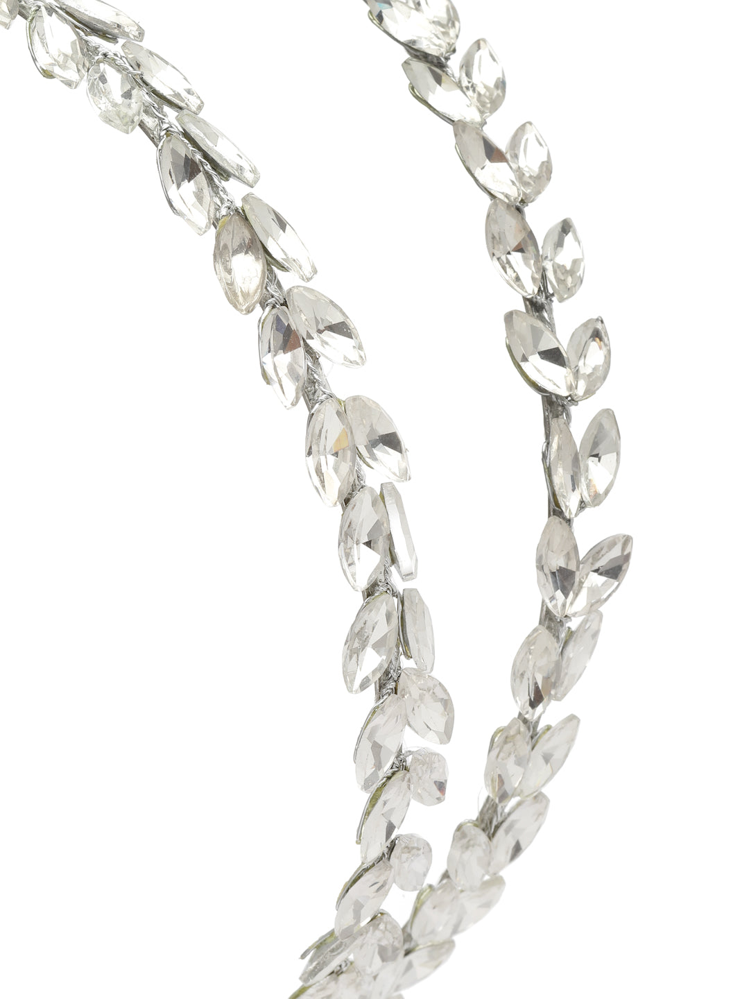 Vogue Hair Accessories Silver Crystal Double Line Hairband for Women and Girls