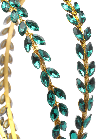 Vogue Hair Accessories Green Crystal Double Line Hairband for Women and Girls