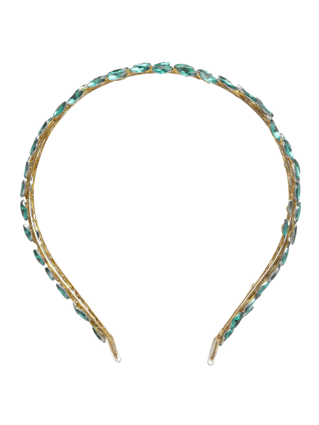 Vogue Hair Accessories Green Crystal Double Line Hairband for Women and Girls