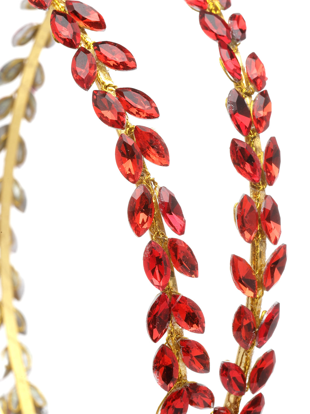 Vogue Hair Accessories  Red Crystal Double Line Hairband for Women and Girls
