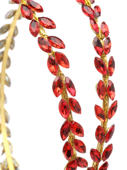 Vogue Hair Accessories  Red Crystal Double Line Hairband for Women and Girls
