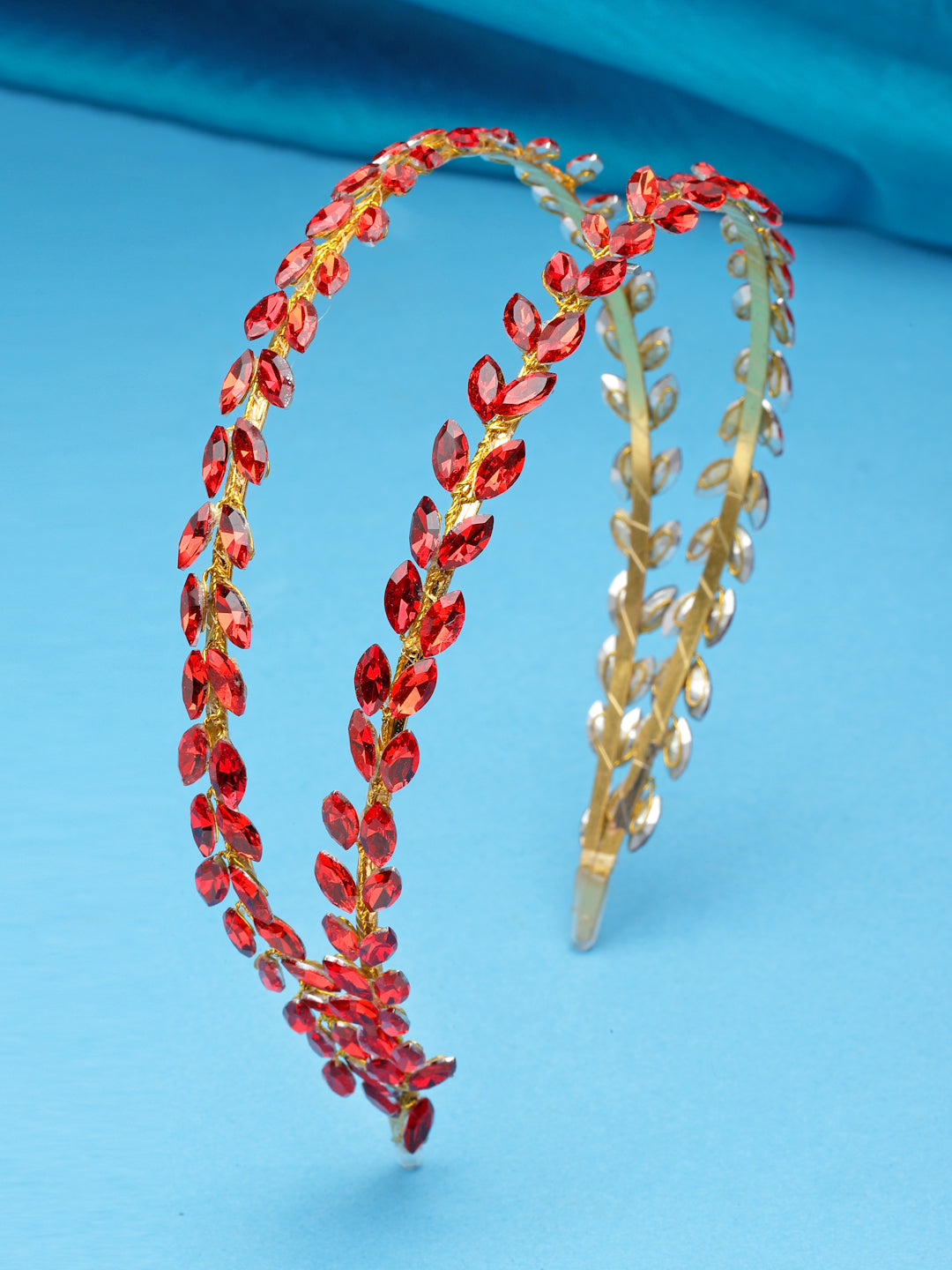 Vogue Hair Accessories  Red Crystal Double Line Hairband for Women and Girls