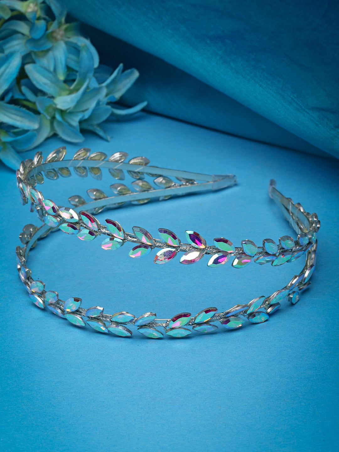 Vogue Hair Accessories  Multi Crystal Double Line Hairband for Women and Girls