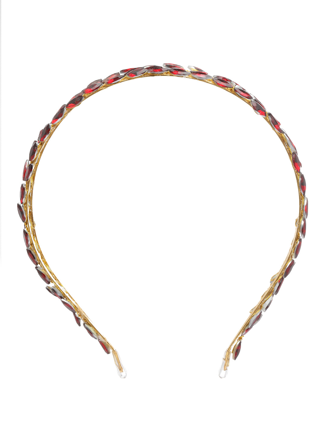 Vogue Hair Accessories Maroon Crystal Double Line Hairband for Women and Girls