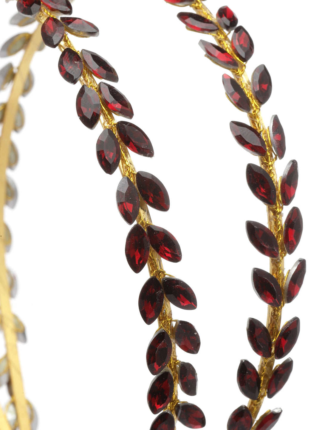 Vogue Hair Accessories Maroon Crystal Double Line Hairband for Women and Girls