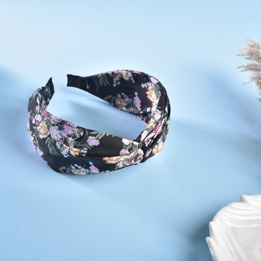 Vogue Hair Accessories Black Floral Fabric Hairband