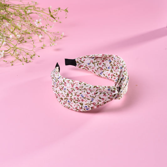 Vogue Hair Accessories Women's Printed Plastic Fabric Knot Metal Hairband for Women, Pack of 1