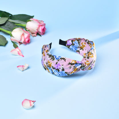 Vogue Hair Accessories Printed Fabric Knot Metal Hairband Headband for Women and Girls