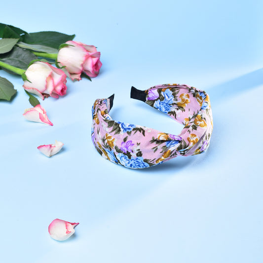 Vogue Hair Accessories Pink Floral Fabric Hairband