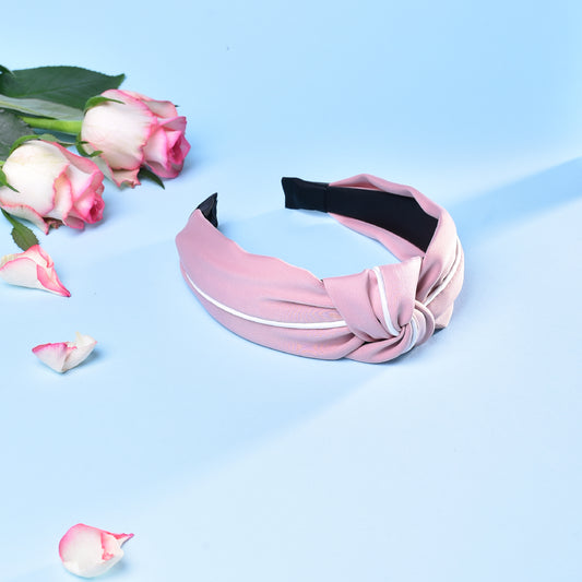 Vogue Hair Accessories Solid Fabric Knot with Piping Plastic Hairband Headband for Girls and Women