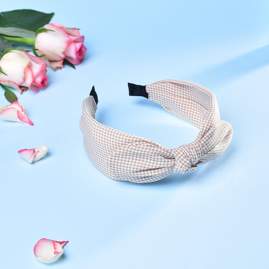 Vogue Hair Accessories Brown Check Bow Hairband