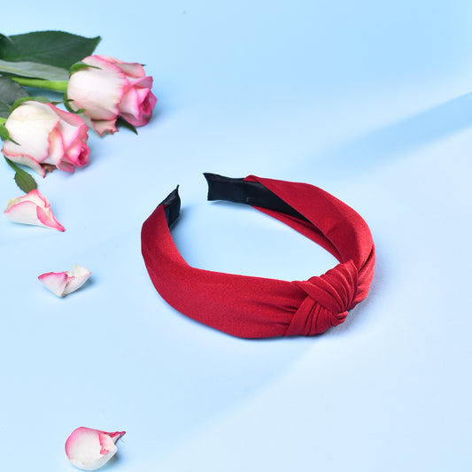 Vogue Hair Accessories Solid Fabric Knot Plastic Hairband for Girls and Women