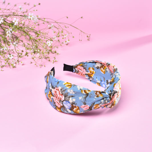 Vogue Hair Accessories Blue Floral Fabric Hairband