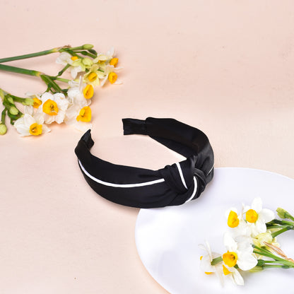 Vogue Hair Accessories Solid Fabric Knot with Piping Plastic Hairband Headband for Girls and Women