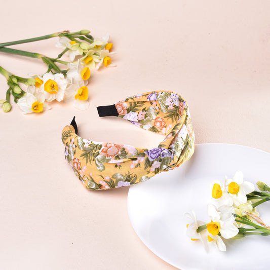 Vogue Hair Accessories Yellow Floral Fabric Hairband