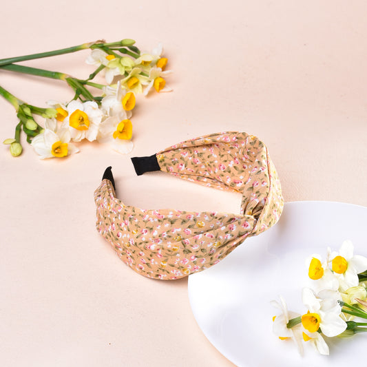 Vogue Hair Accessories Brown Small Floral Fabric Hairband