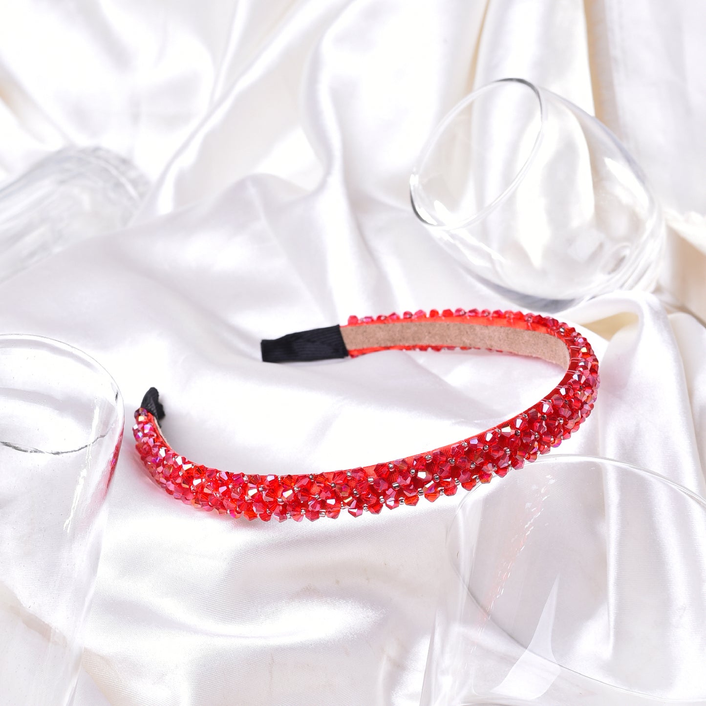 Vogue Hair Accessories Crystal Beaded Plastic Fancy Party Wedding Hairband For Girls