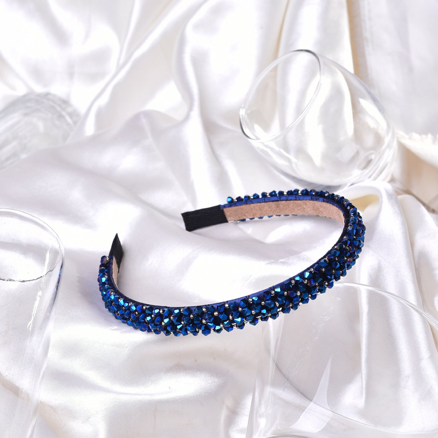 Vogue Hair Accessories Crystal Beaded Plastic Fancy Party Wedding Hairband For Girls