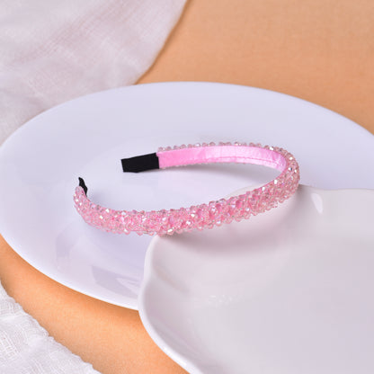 Vogue Hair Accessories Crystal Beaded Plastic Fancy Party Wedding Hairband For Girls