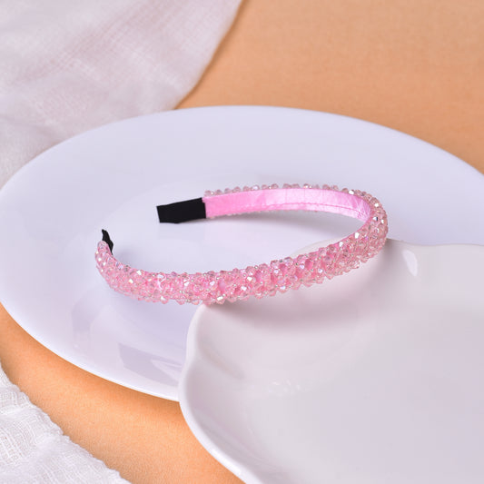 Vogue Hair Accessories Crystal Beaded Plastic Fancy Party Wedding Hairband For Girls